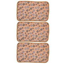 3Pcs Dog Paw Print Fleece Blanket Coral Fleece Cute Dog Paw Print Bite Resistant Soft Warm Sleep Mat for Pets Dogs Light Tan XS