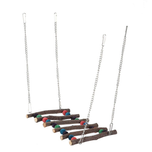 Κρεμαστή Γέφυρα Parrot Swing Ξύλινη Σκάλα Αναρρίχησης με Πολύχ