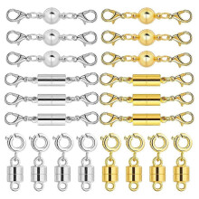 20 Pcs Magnetic Necklace Clasp and Closures, 14K Gold and Silver, Strong Magnet Jewelry Connectors