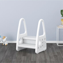 Sgabello per bambini a doppia altezza con corrimano, adatto per bagno e cucina, colore grigio, con pedale.