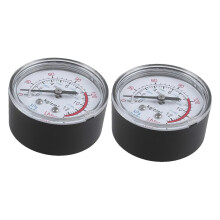 2 manómetros de aire redondos de 0-180 psi con esfera de 13 mm y rosca BSP de 1/4", color negro.