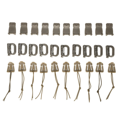 30Pcs Backpack Straps D-Ring Elastic Grimlock Locking Straps Webbing Management Tool Buckle Beige Color
