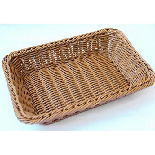 Storage Basket Handmade Rectangular Rattan Organization Wicker Bread Holder Fruit Vegetable Snack Food Container M 2