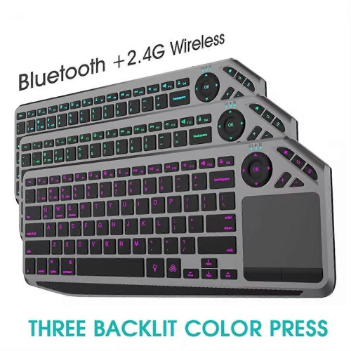 Bluetooth Wireless Keyboard with Touchpad 7-Colors Backlit 2.4G 1