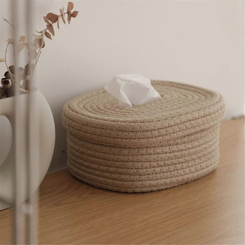 Tissue Box Cover Square Tissue Holders Cotton Rope Covers A 1