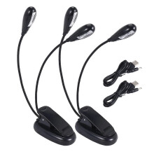 2 pezzi Leggio con clip, luci a LED, luci da lettura a doppio braccio, compatibili con libri a letto,