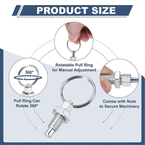 4Pcs Spring Plunger with Pull Ring,M10x1.5 Pull Ring Indexing Plunger 2
