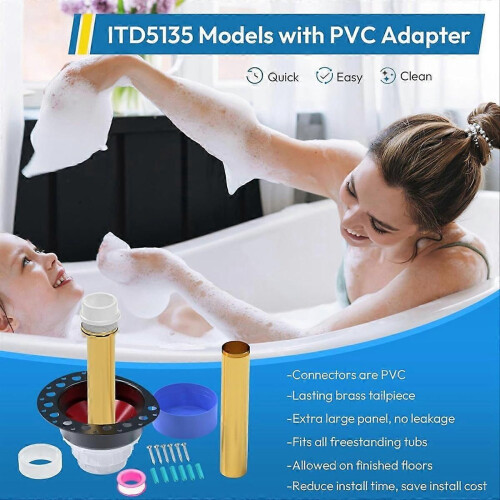 ITD5135 Freestanding Bathtub Drain Blank Kit 2