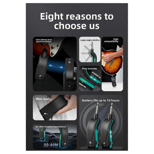 Microfono wireless per chitarra elettrica, trasmettitore e ricevitore, cannello elettrico, trasmettitore 1
