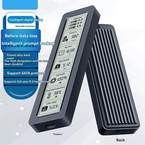 M2 SSD Case Protocol M.2 SSD Enclosure 5Gbps with Display Screen Intelligent Digital USB3.2 Gen2 Type C Disk Box B 2
