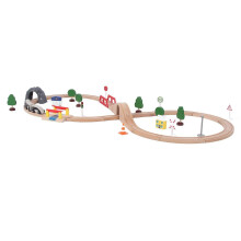 Paquete de expansión de vías de tren de madera con puente compatible. Set de tren de juguete de madera