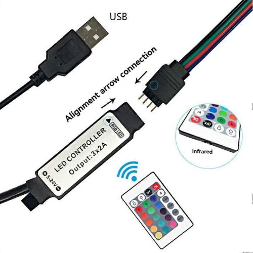 Ελεγκτής RGB DC5V USB 5V 24 πλήκτρα RF τηλεχειριστήριο ασύρματο 2