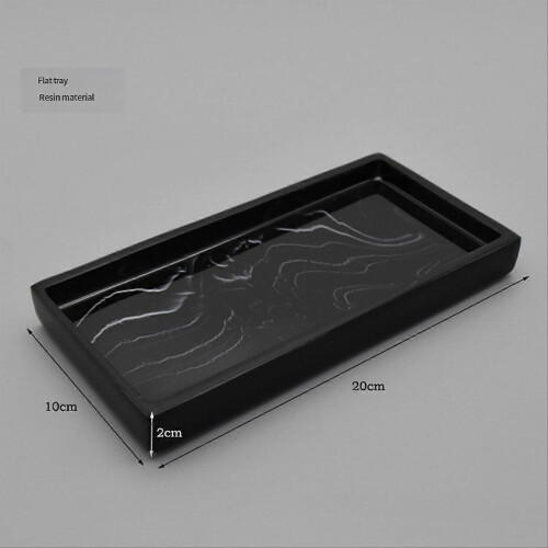 Rectangular Plate Countertop Bathroom Soap Shampoo Storage Tray,Black 2