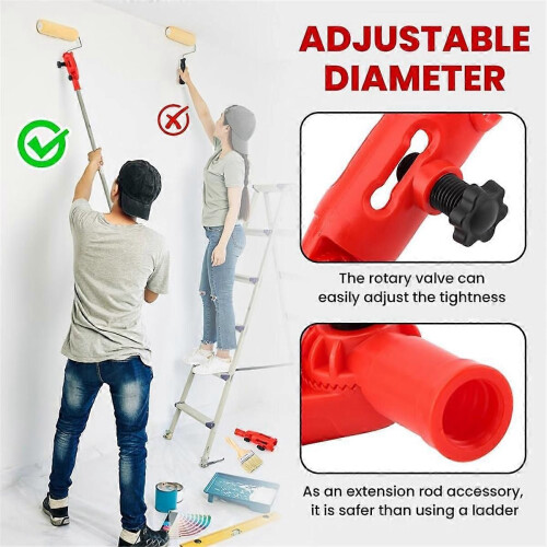 Multi-Angle Paint Brush Extender with Paint Brush, Extension Pole Attachments compatible Painting Roller, P