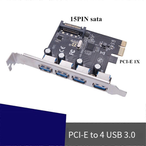 Κάρτα επέκτασης PCI-E σε USB 3.0, 4 θύρες PCIE USB3.0, τροφοδοσία IDE επιφάνειας εργασίας 1