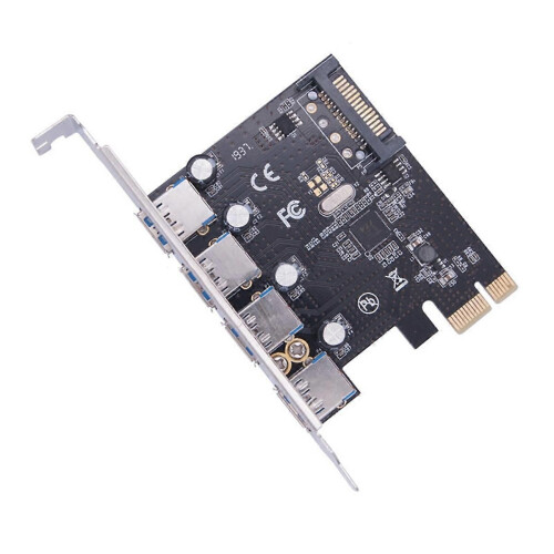 Κάρτα επέκτασης PCI-E σε USB 3.0, 4 θύρες PCIE USB3.0, τροφοδοσία IDE επιφάνειας εργασίας 2