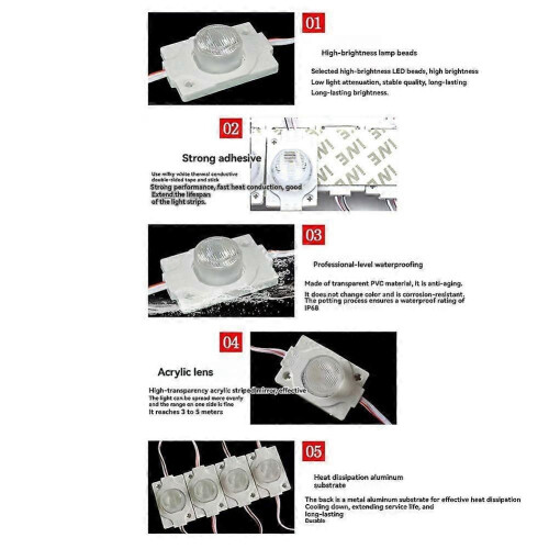 100PCS 12V 3030 1.5W LED Module String with Lens for Advertising Sign Backlight 2