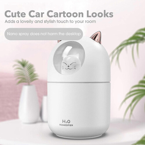 Cute Cat Cool Mist Humidifier compatible for Home,Cat Night Light White 1