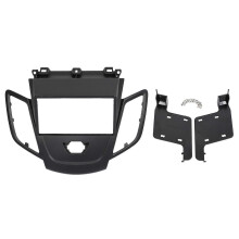 Embellecedor de radio doble DIN compatible con Fiesta 2008-2017, kit de montaje en tablero, marco negro,