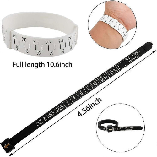 Ring Sizer Measuring Tool Set, 12 Pcs Ring Mandrel, Ring Sizer, Rubber Hammer, Plastic Ring Sizer Gauge, Wood Ring Clamp 1