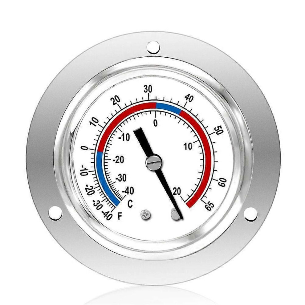 Cooler Thermometer Capillary Design Refrigeration Gauge, -40 To 65 / -40 To 20, 2Inch Dial Stainless Steel Panel Mount 9409192993489