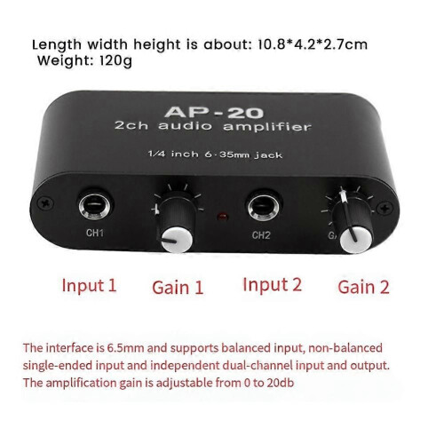 Amplificatore a doppio canale per microfono AP-20 compatibile con scheda audio Live e preamplificatore 1