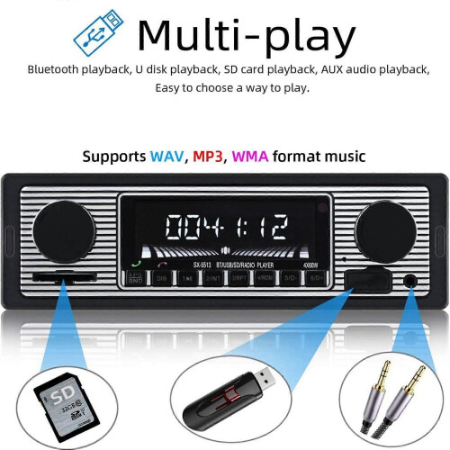 Autoradio retrò 1 DIN con Bluetooth, tipo ISO-5513 1