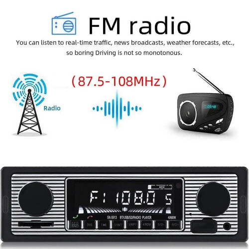 Autoradio retrò 1 DIN con Bluetooth, tipo ISO-5513 2