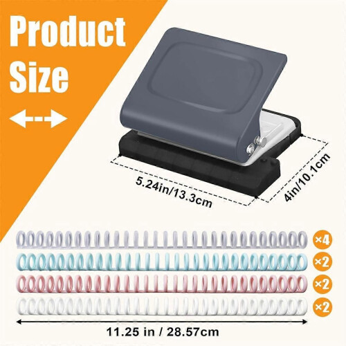 10 Hole Punch Binding Machine compatible for Planners Grey 1