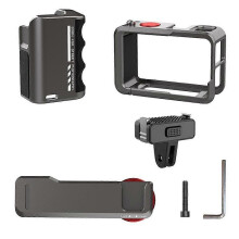 Erweiterungsadapter für DJI Action 4 5 Pro Metall-Kamerakäfig mit Griffset und schützendem Aluminiumgehäuse
