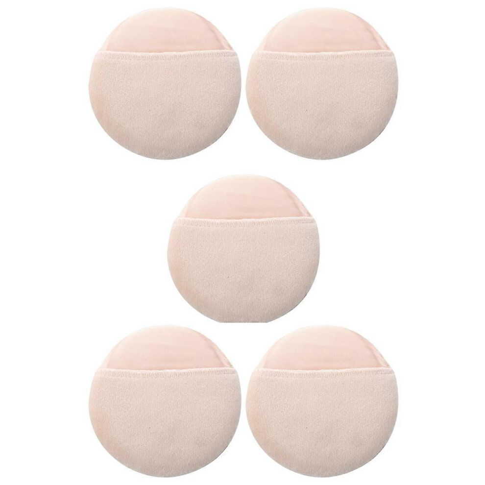 5X Women Cosmetic Beige White Round Face Makeup Powder Puff