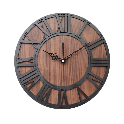 Retro Wooden Gear Wall Clock, 31cm, Black 1