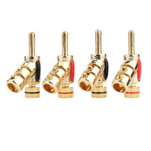 4 conectores banana chapados en oro de cobre en forma de Y para cable de altavoz, conector banana con
