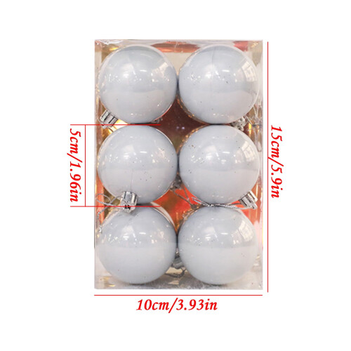 White Sequined Christmas Baubles, 12 pcs, 5 inch 2