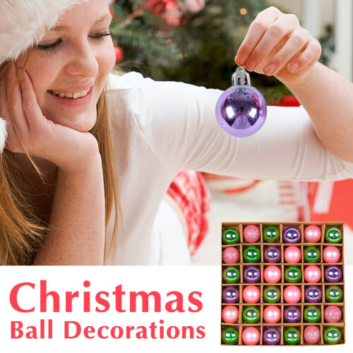 Christmas Tree Ornament Ball Set Green Pink 12 pcs 2