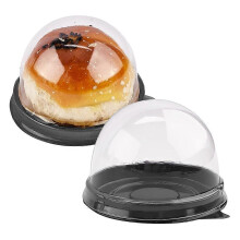 Verpakking van 50 mini cupcakevormpjes, transparante plastic taartdoosjes met bolvormige deksels, geschikt