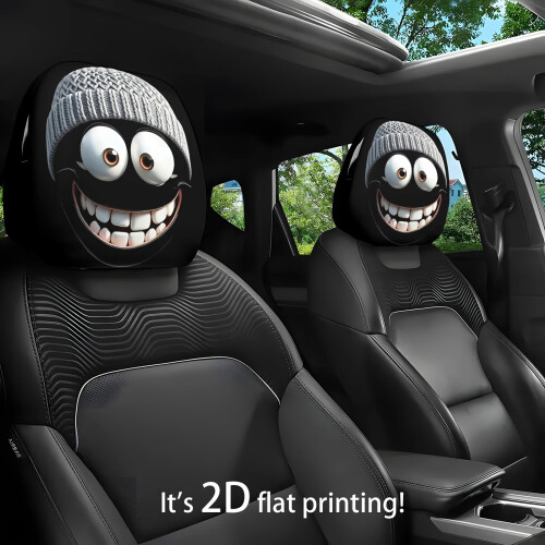 2 Pieces Playful Auto Headrest Protectors Stretchy-gray hat 2