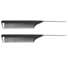 2 pezzi Pettine alla moda nero a denti fini in plastica e perni in metallo, antistatico, per acconciature