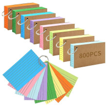 Index Cards 3x5 Inches Colored Flash Cards with Ring, Punched Lined Flashcard Ruled Index Cards Note