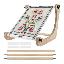 Embroidery Table Stand - Adjustable Cross Stitch Hoop Stand, Wood Embroidery Hoop Stand for Lap or Table