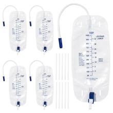 Urinary Drainage Bag 1000ml Catheter Leg Bag, 5 Pack Catheter Leg Bags for Men, Catheter Bags with Anti-Reflux Valve