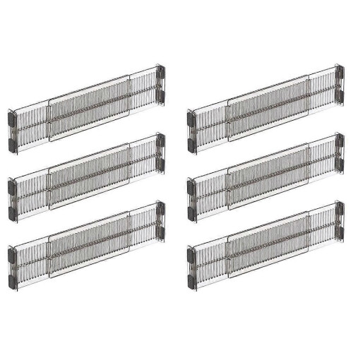 Drawer Divider Adjustable Length From Kitchen Storage, Organiser, Plastic, Clear,6pcs