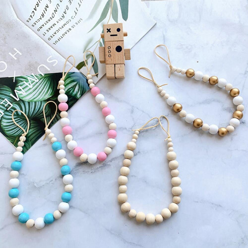 Ensemble de 2 attaches de rideaux en perles de bois – Style bohème 1