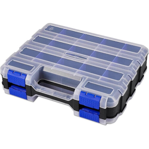 Tools Storage Box Organizer Double Side Hardware Organizers with Removable Plastic Dividers for Scre