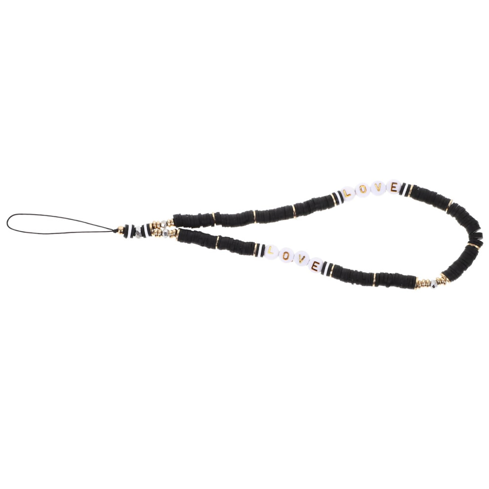 Beaded Phone Lanyard Wrist Strap With Stylish Beads, Antislip Durable Rope For Phones Cameras Keys Black 9330225841333