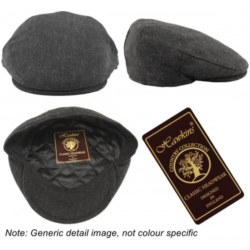 (Green, L-XL) Hawkins Wool Herringbone Flat Cap 1