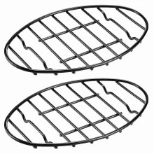2 Pack Oval Roasting Rack - 12 Inch Black Cooling Rack with Integrated Feet,Nonstick -for Roasting Pan,Great for Basting