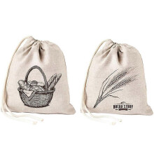Linen Bread Bags -2 Pack Art Design Natural Unbleached Linen Reusable Food Safe Storage for Homemade Artisan Bread