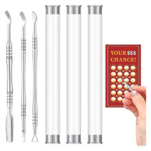 3 Pcs Metal Lottery Ticket Scratcher with Storage Box Lottery Ticket Scratcher Tool Lottery Ticket Holders for Adults