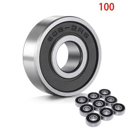100 Pezzi 608- Cuscinetto per Skateboard, Cuscinetto a Rotolamento Argento Dimensioni: 8X22X7Mm 1